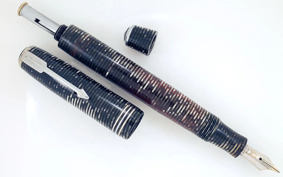 1933 PARKER GRAY PEARL DOUBLE JEWEL VACUMATIC FOUNTAIN PEN RESTORED