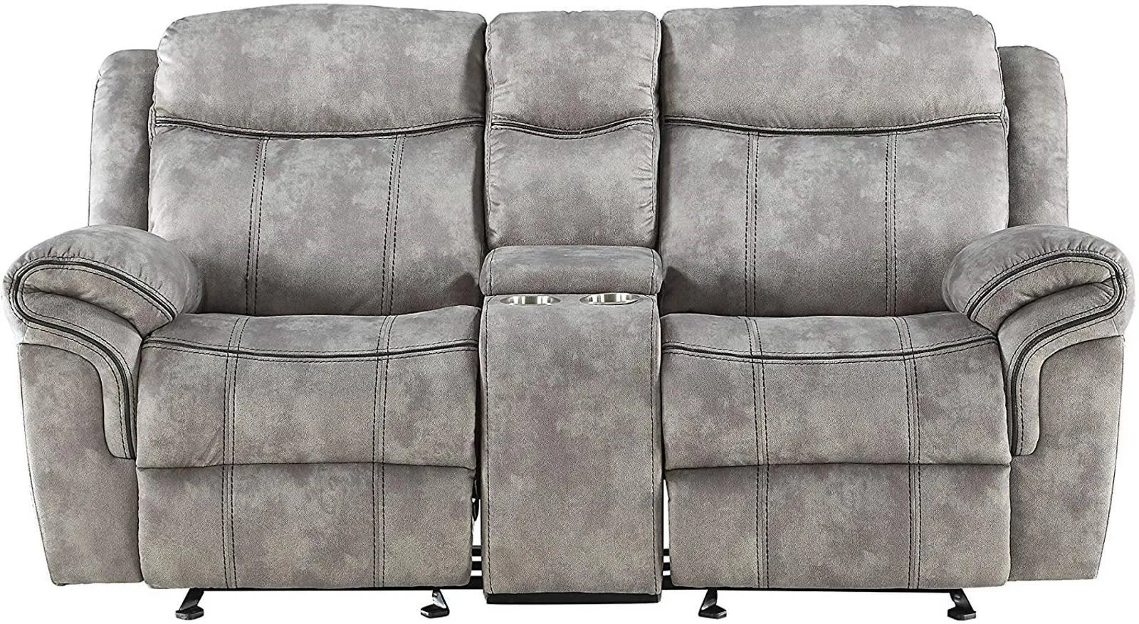 Acme Furniture Zubaida Motion Loveseat with Console in 2-Tone Gray Velvet 55026