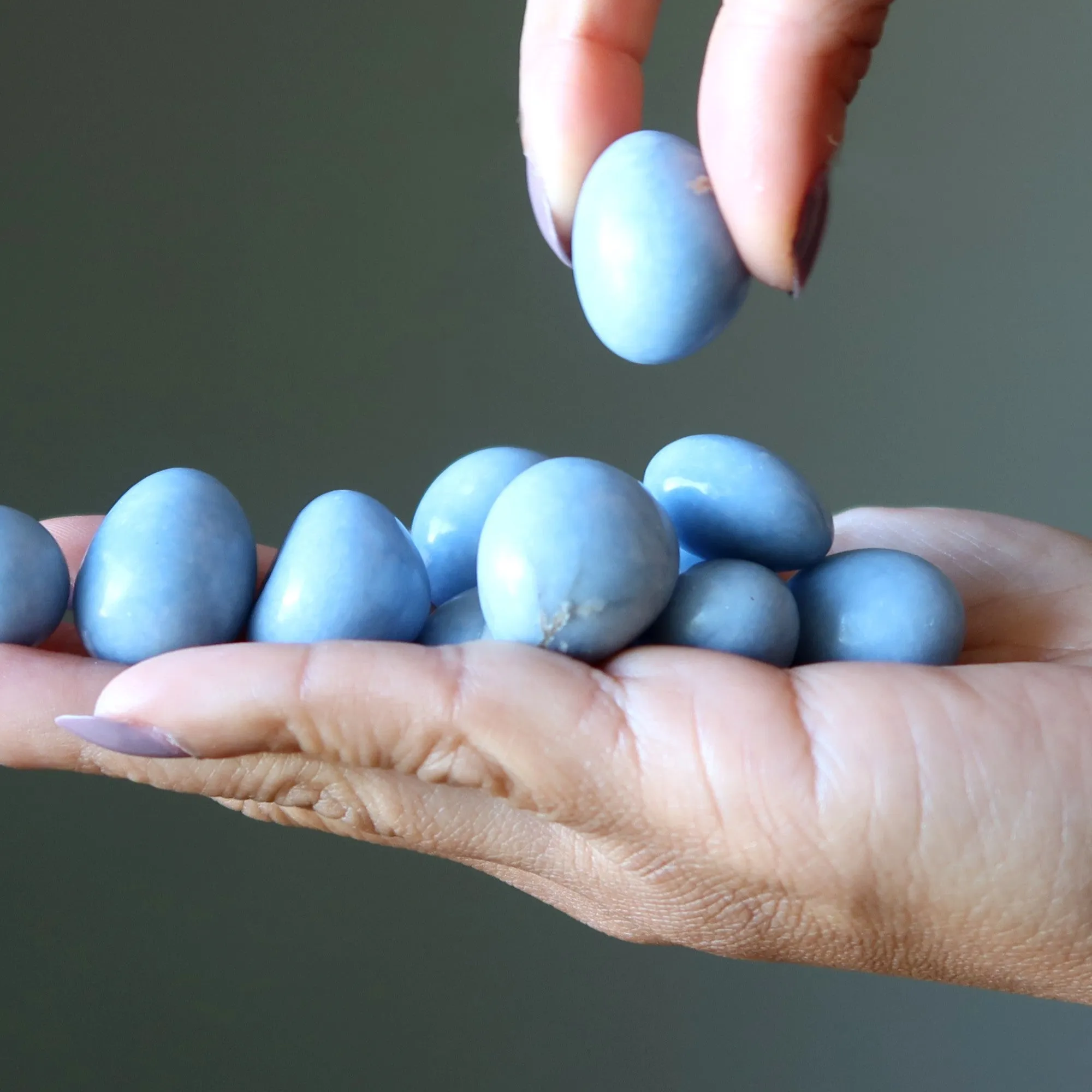 Angelite Tumbled Stone Calm Blue Crystals