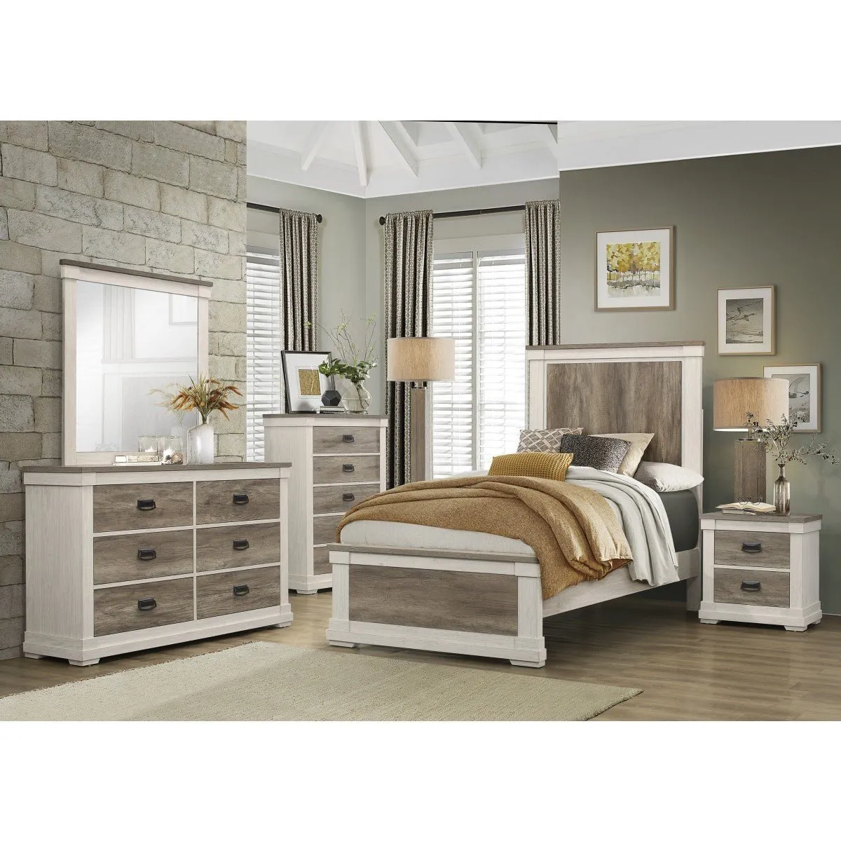 Arcadia Night Stand White/Weathered Grey