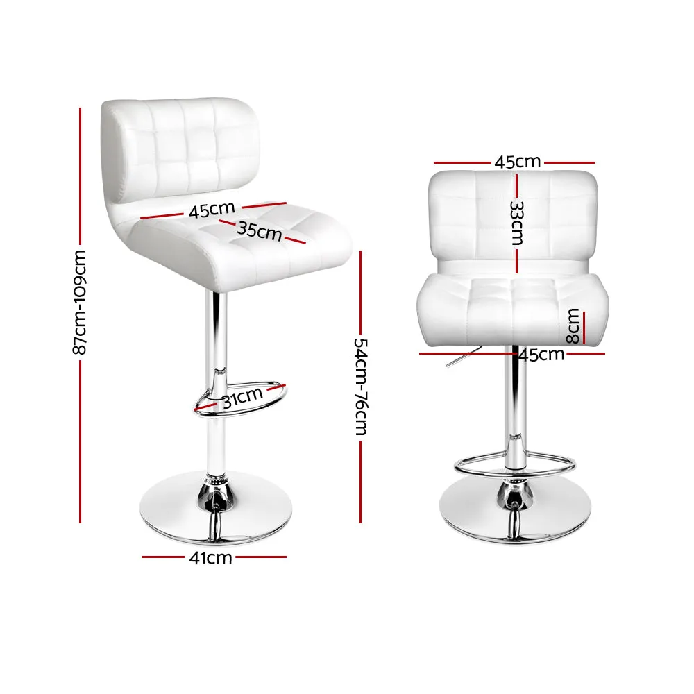 Artiss Set of 4 PU Leather Gas Lift Bar Stools - White and Chrome