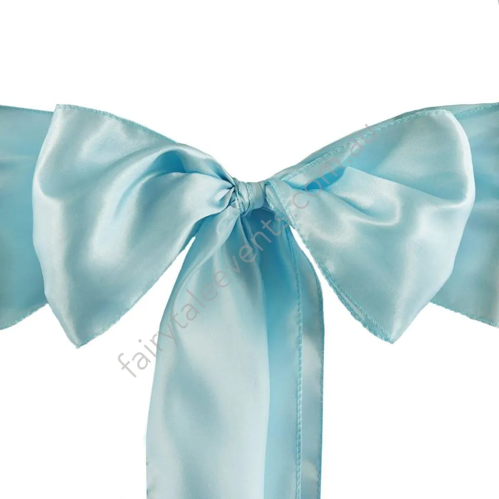 Baby blue satin chair sash