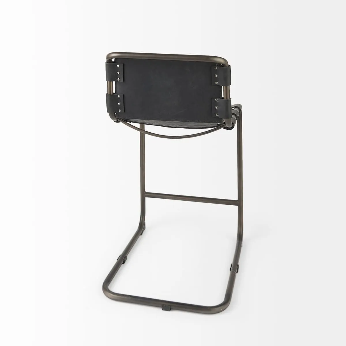 Berbick Bar Counter Stool Black Leather | Gray Metal | Counter