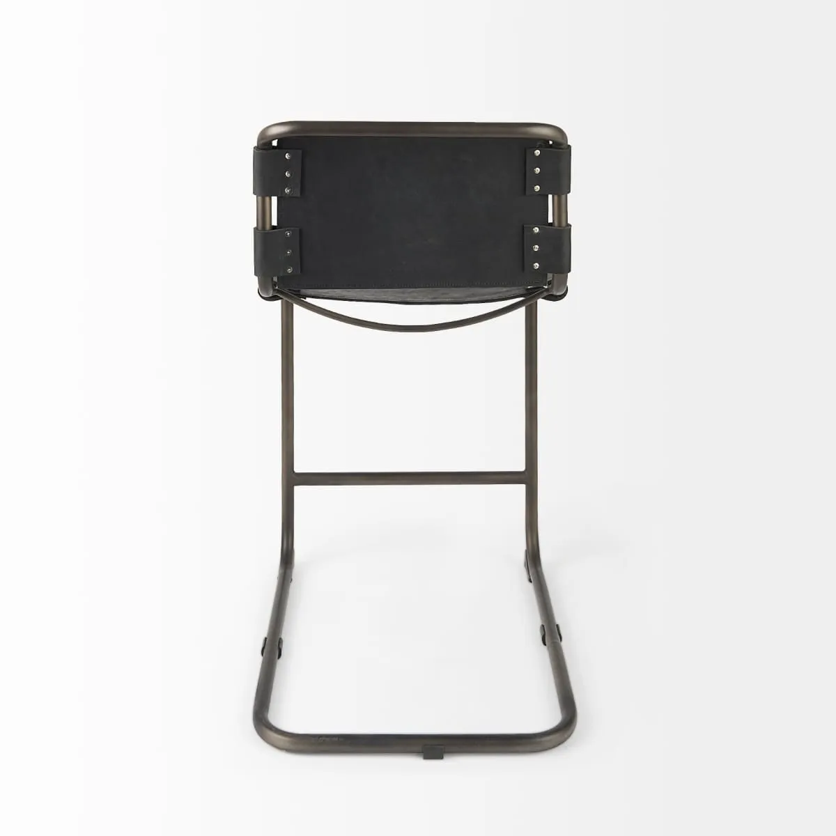 Berbick Bar Counter Stool Black Leather | Gray Metal | Counter