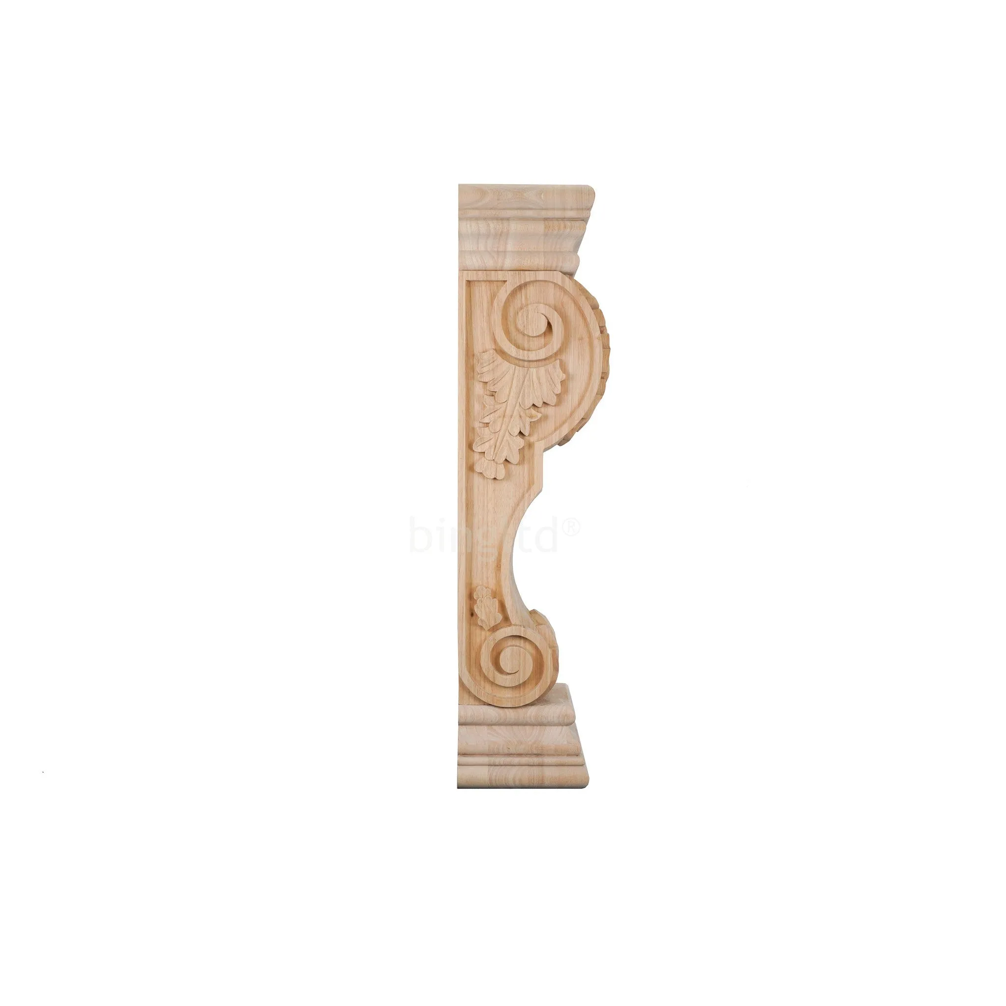 bingltd - 35.5" Fluted Acanthus Leaf Style Mantel Fireplace Leg Corbel (FL-008-RW-UNF)