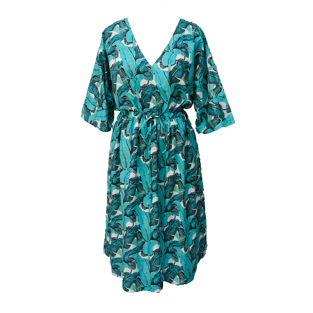 Blue Feathers Cotton Maxi Dress UK Size 18-32 M129