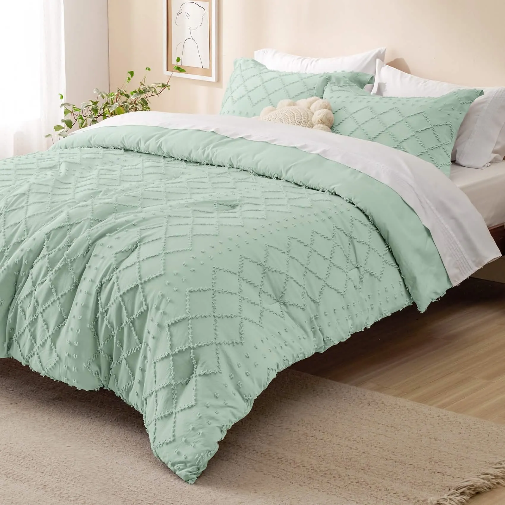 Boho Tufted Embroidery Comforter Set-2