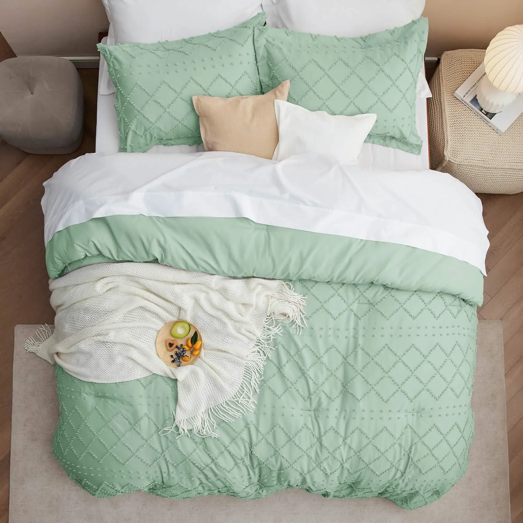 Boho Tufted Embroidery Comforter Set-2