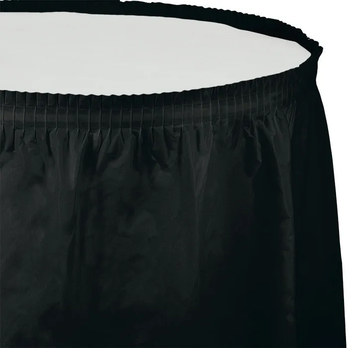 Bulk Black Velvet Plastic Tableskirt 29 inch x 14 ft (6 per Case)