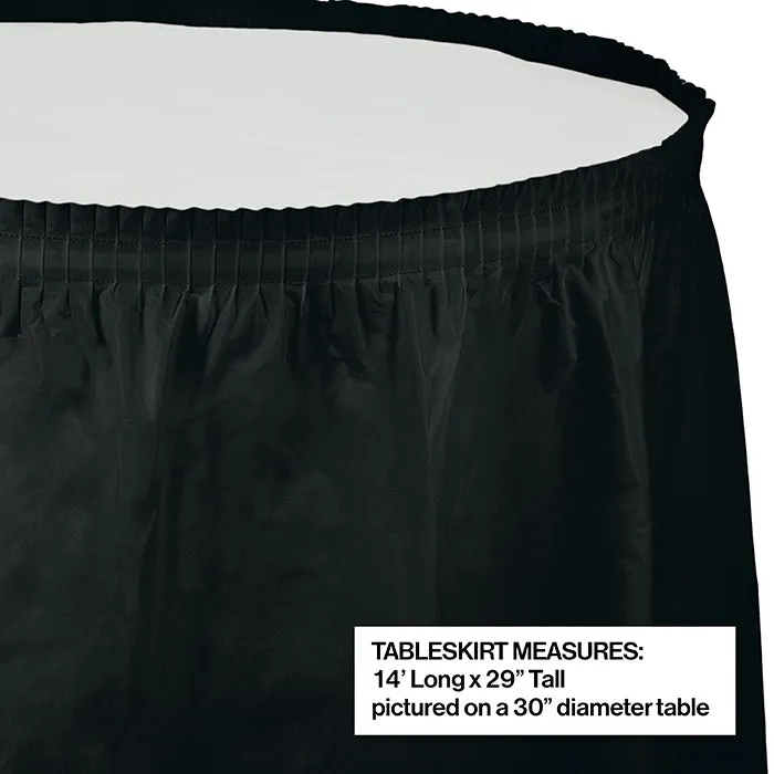 Bulk Black Velvet Plastic Tableskirt 29 inch x 14 ft (6 per Case)