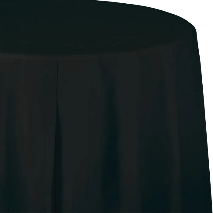 Bulk Black Velvet Round 82 inch Plastic Table Covers (12 per Case)