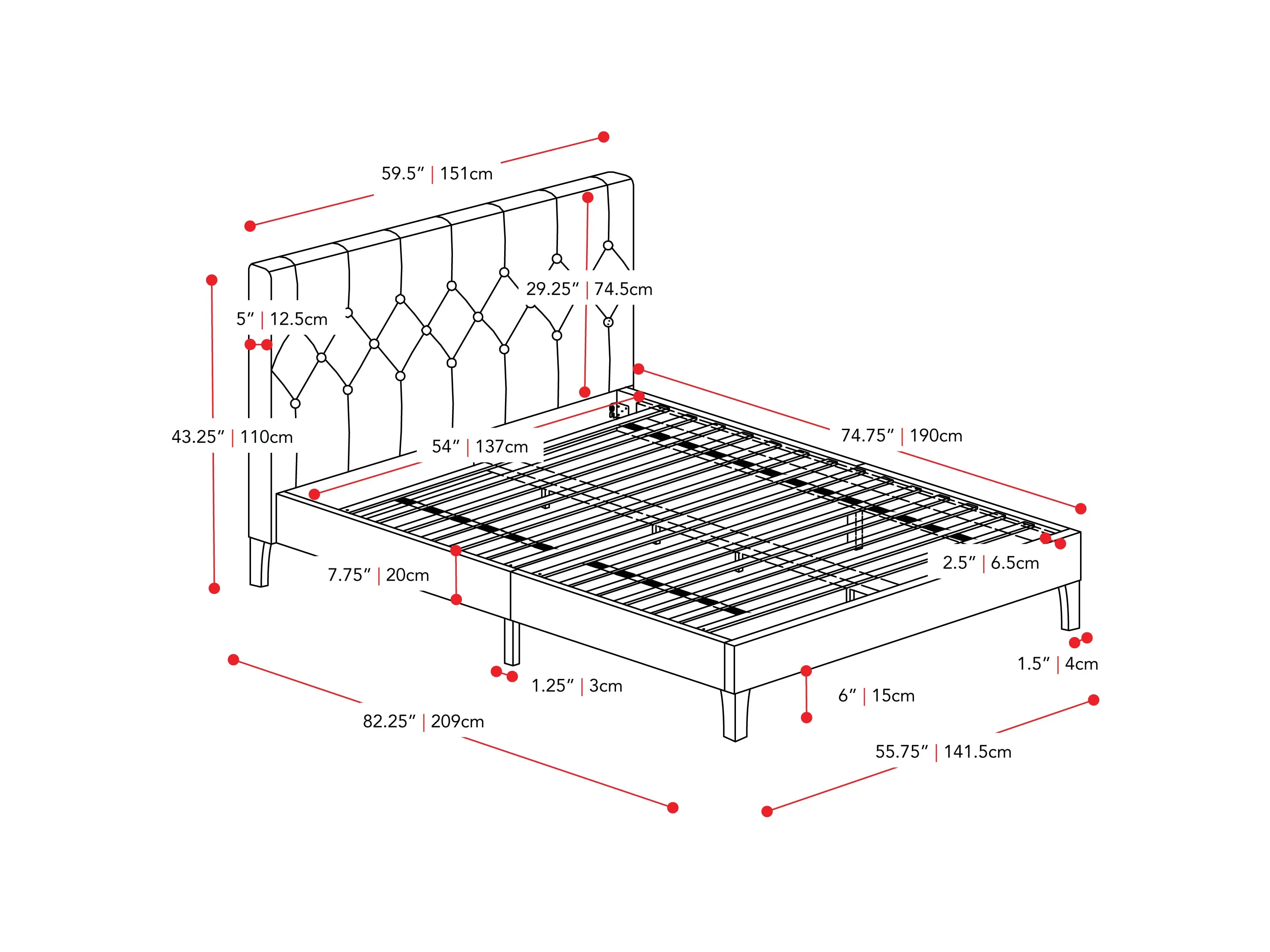 Button-Tufted Upholstered Double / Full Bed