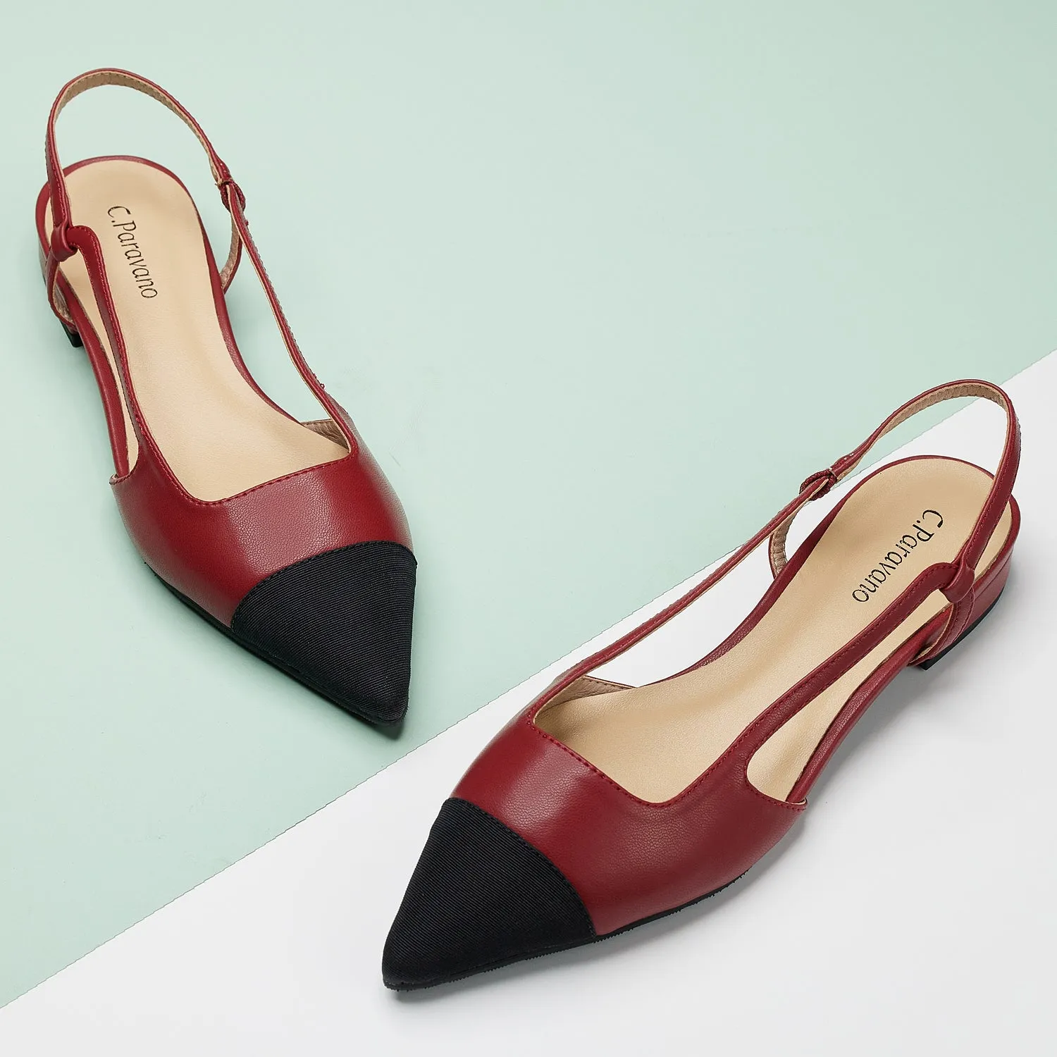 Cap-Toe Slingback Flats (Freya)