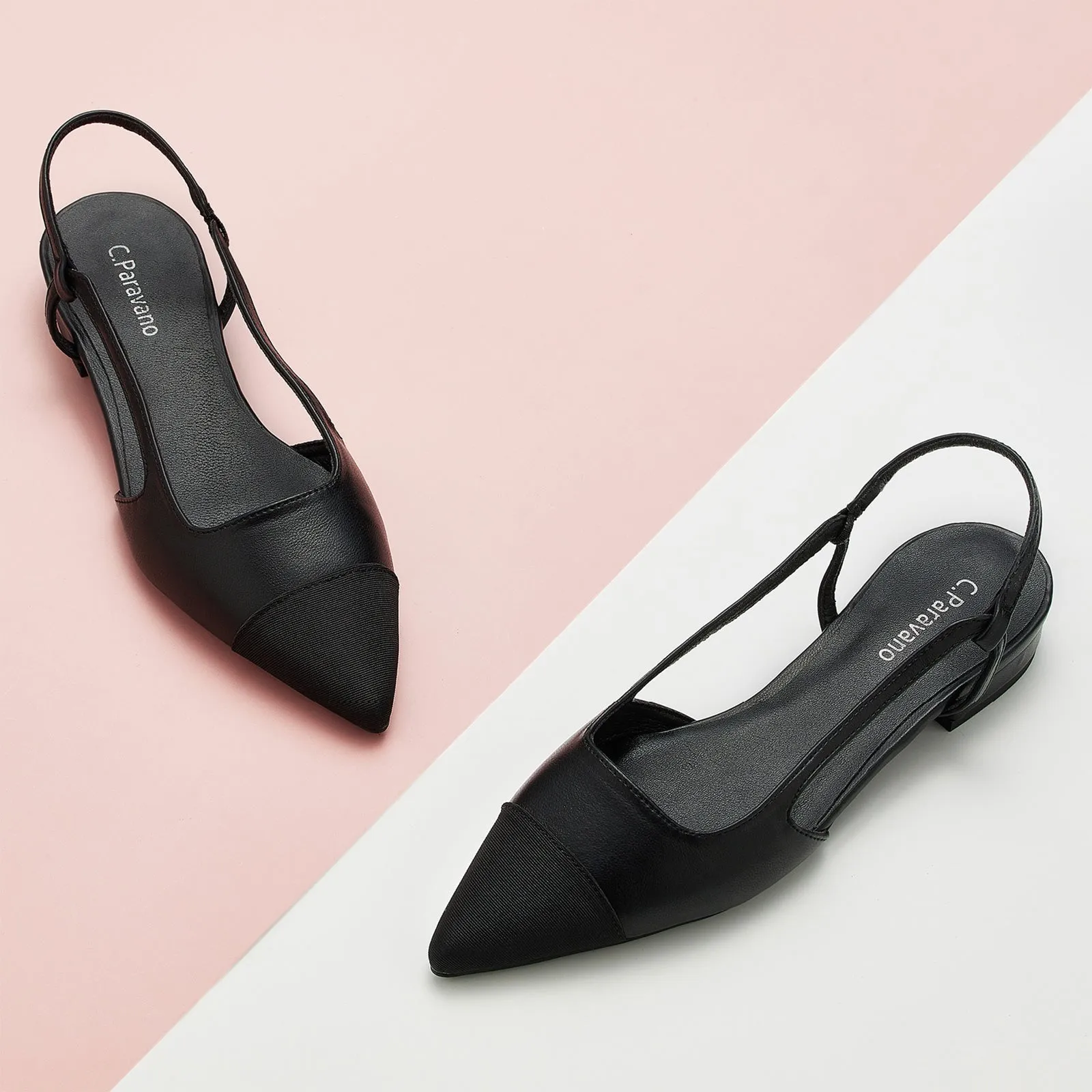 Cap-Toe Slingback Flats (Freya)