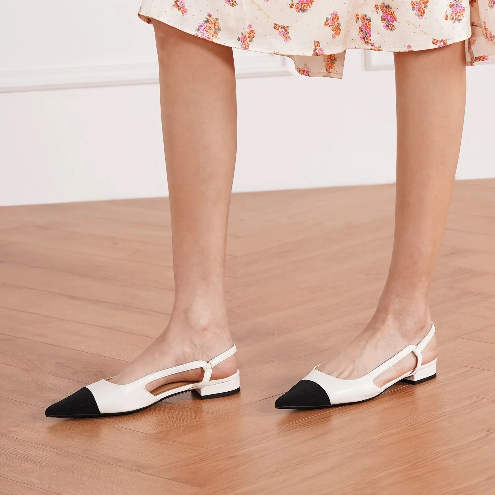 Cap-Toe Slingback Flats (Freya)