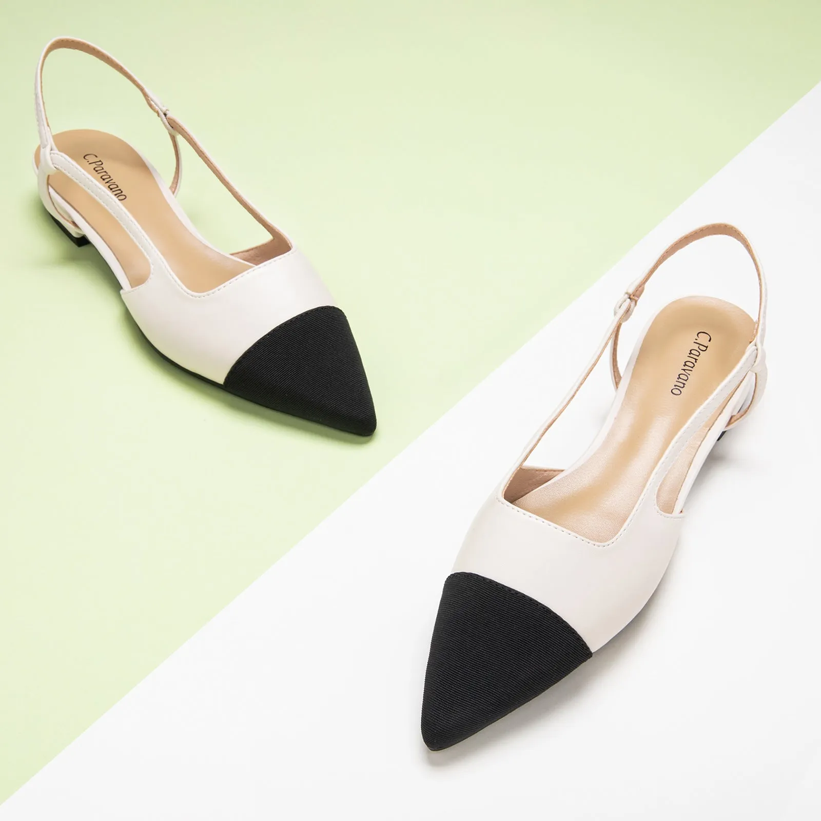 Cap-Toe Slingback Flats (Freya)