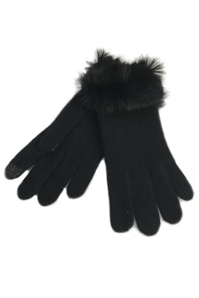 Cashmere Blend With 'Fur Trim Gloves'