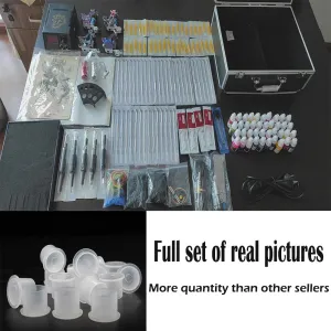 Complete Beginner Tattoo Kit, 4 Machines, 40 Ink Colors, Grips, Needles