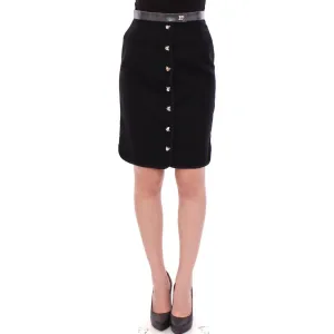 Corrado De Biase Elegant Black Wool-Cotton Blend Skirt