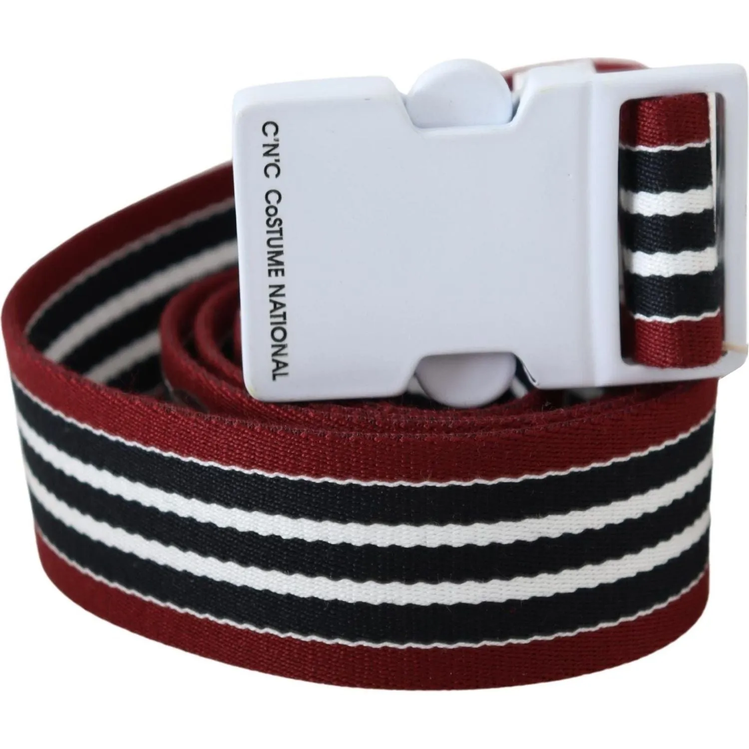 Costume National Elegant Stripe Canvas Waist Belt