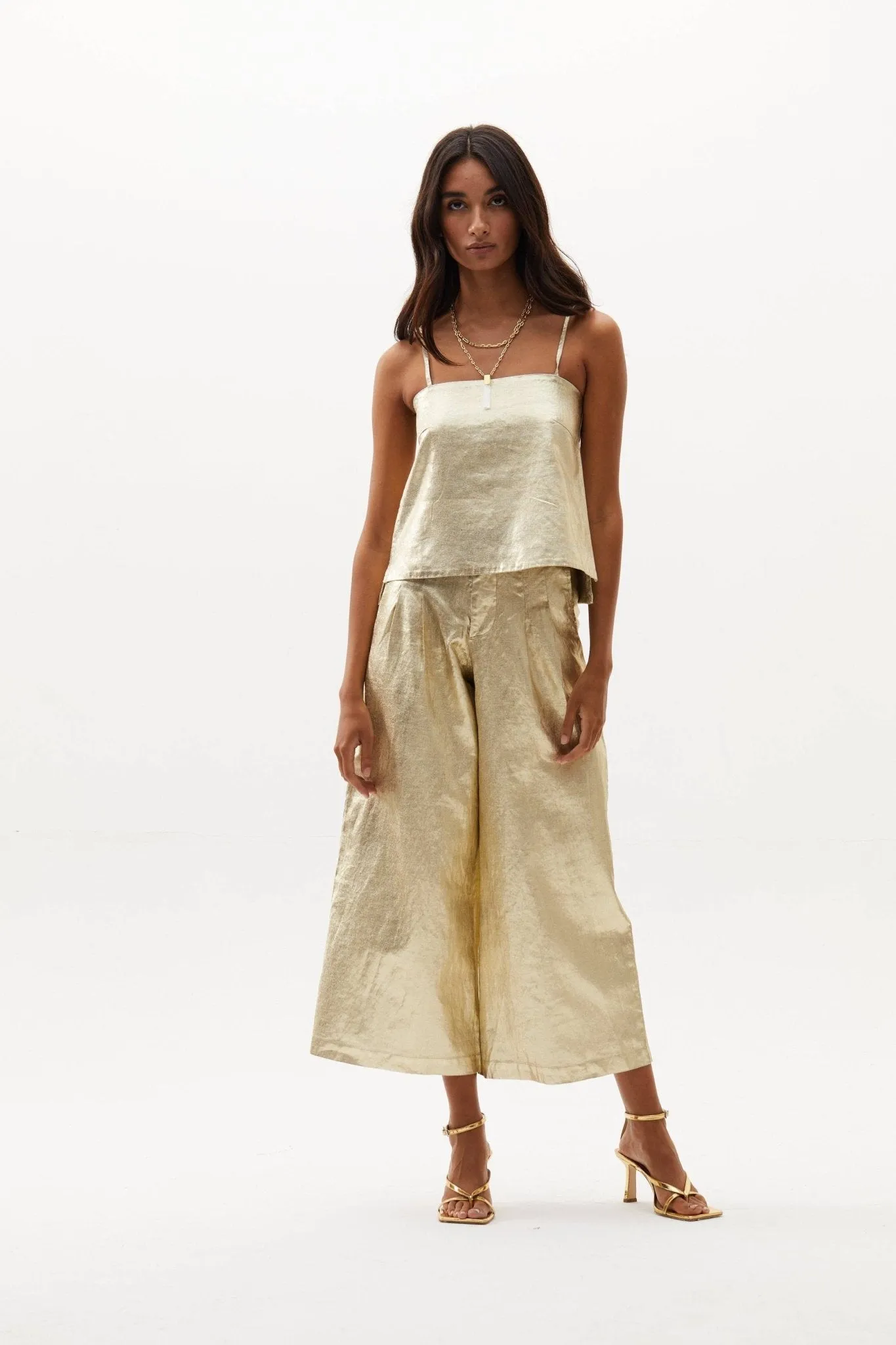 Culotte Linen Pant | Gold