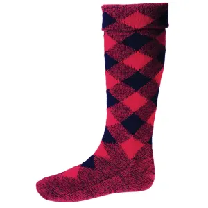 Diced Hose Wool Kilt Hose - Tartan Red/Navy by House of Cheviot