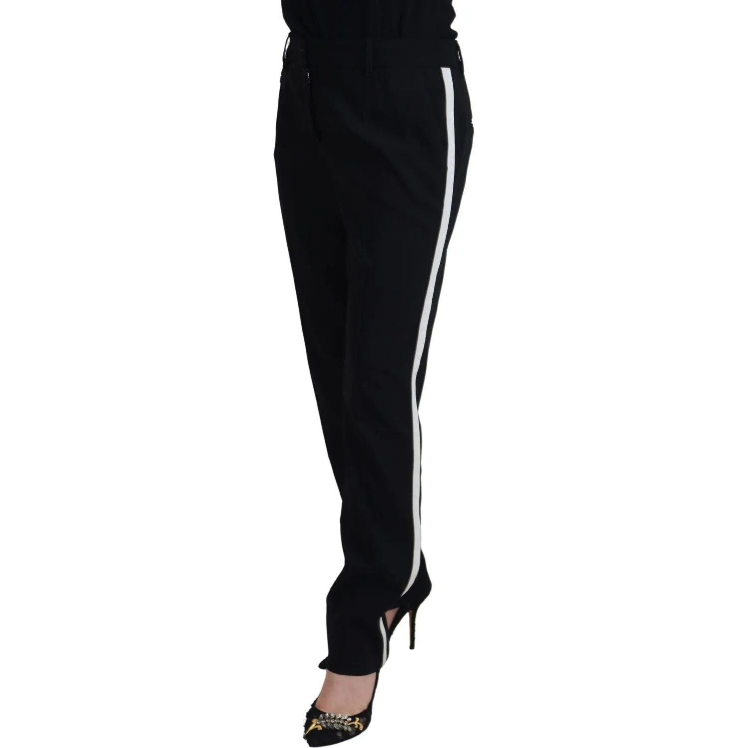 Dolce & Gabbana Elegant Black Wool-Silk Blend Trousers