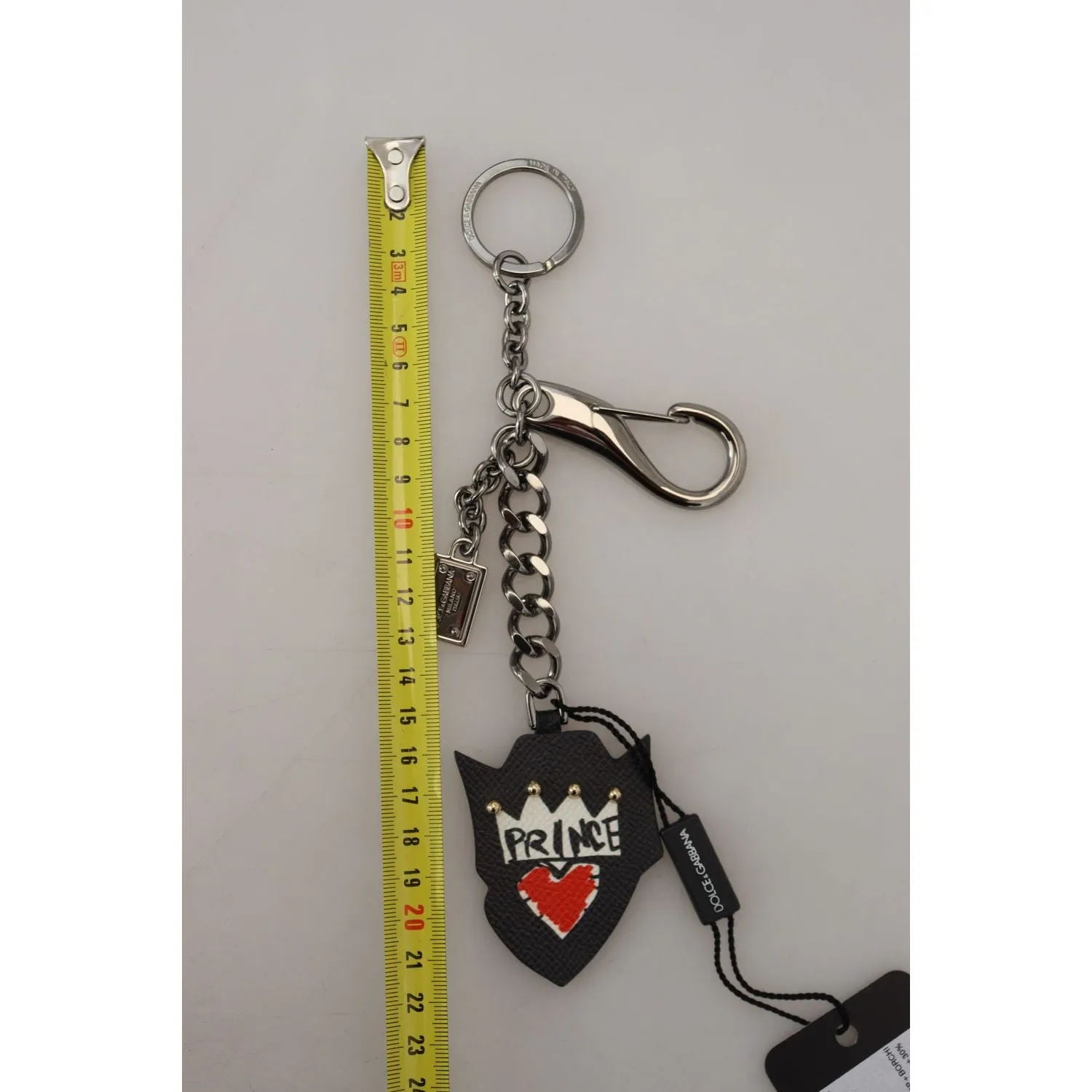 Dolce & Gabbana Elegant Silver and Black Designer Keychain