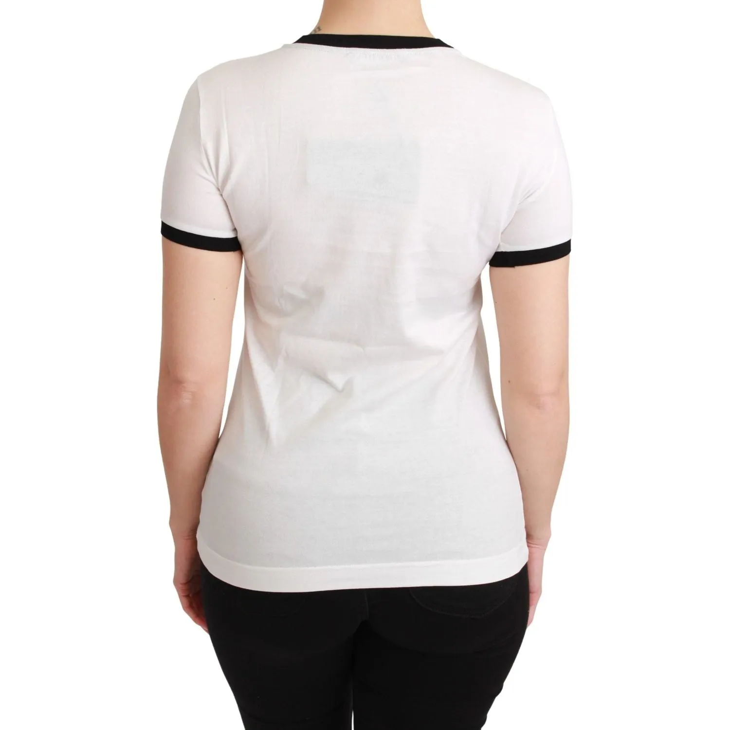 Dolce & Gabbana Elegant White Cotton Crewneck Tee with Motive