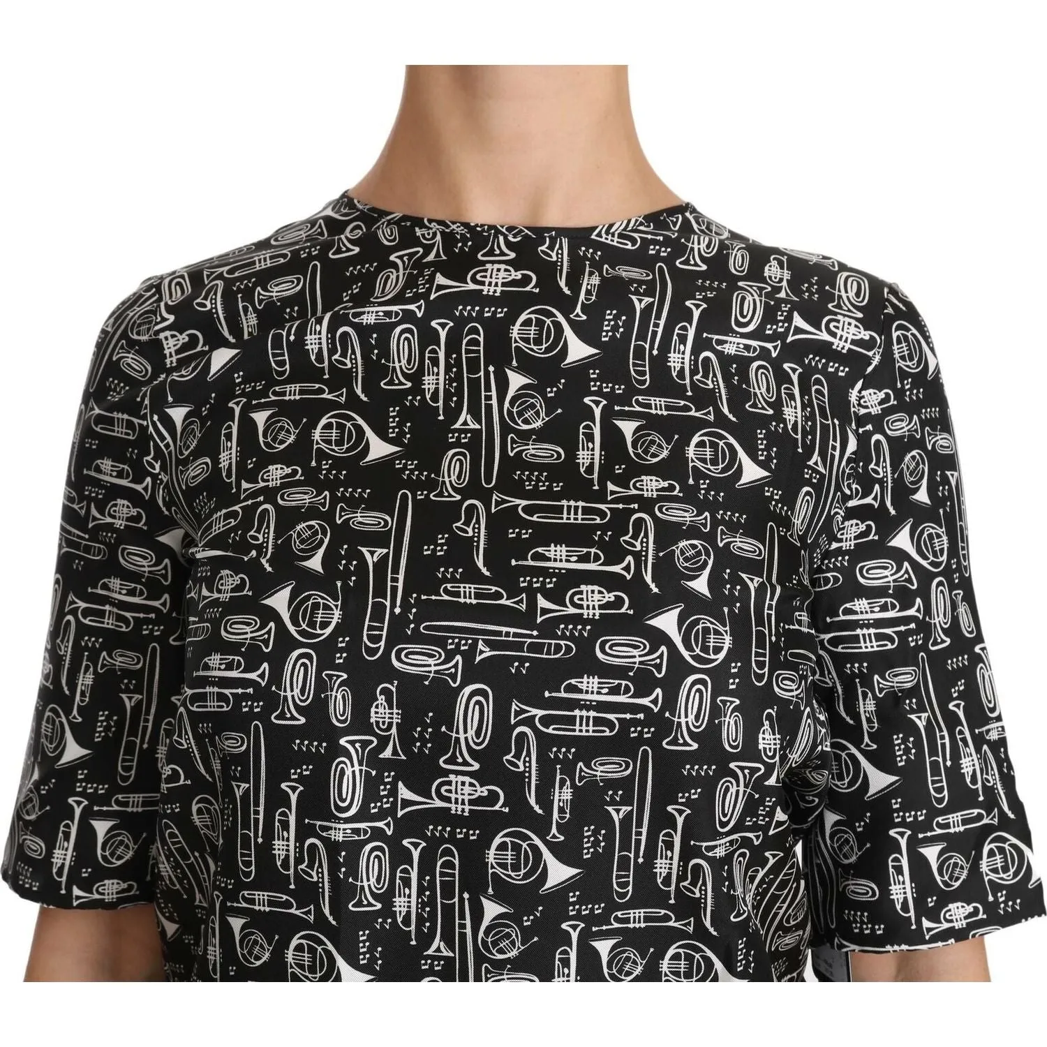 Dolce & Gabbana Exquisite Trumpet Print Silk Blouse