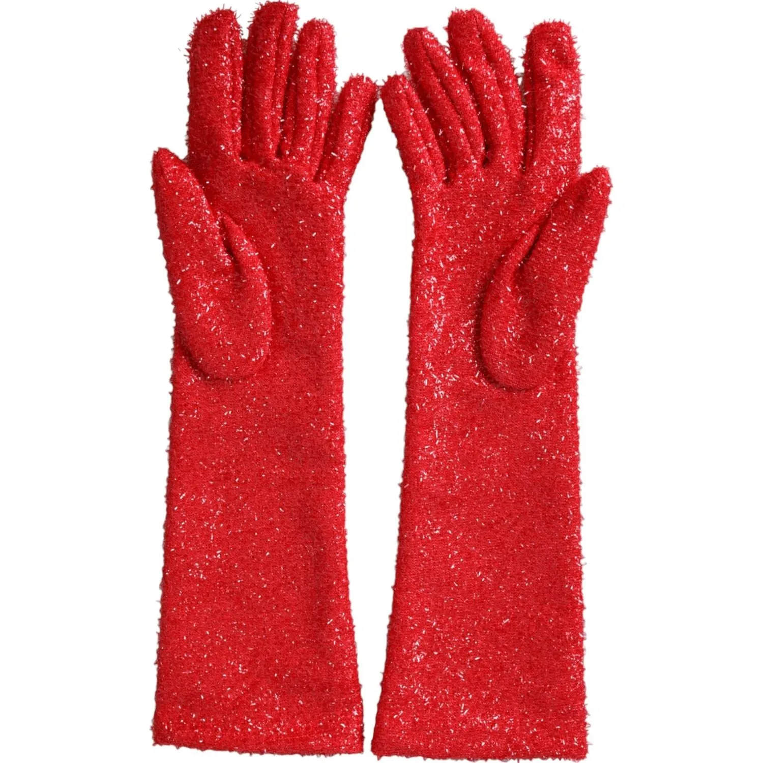 Dolce & Gabbana Red Lurex Fantasia Mid Arm Length Gloves