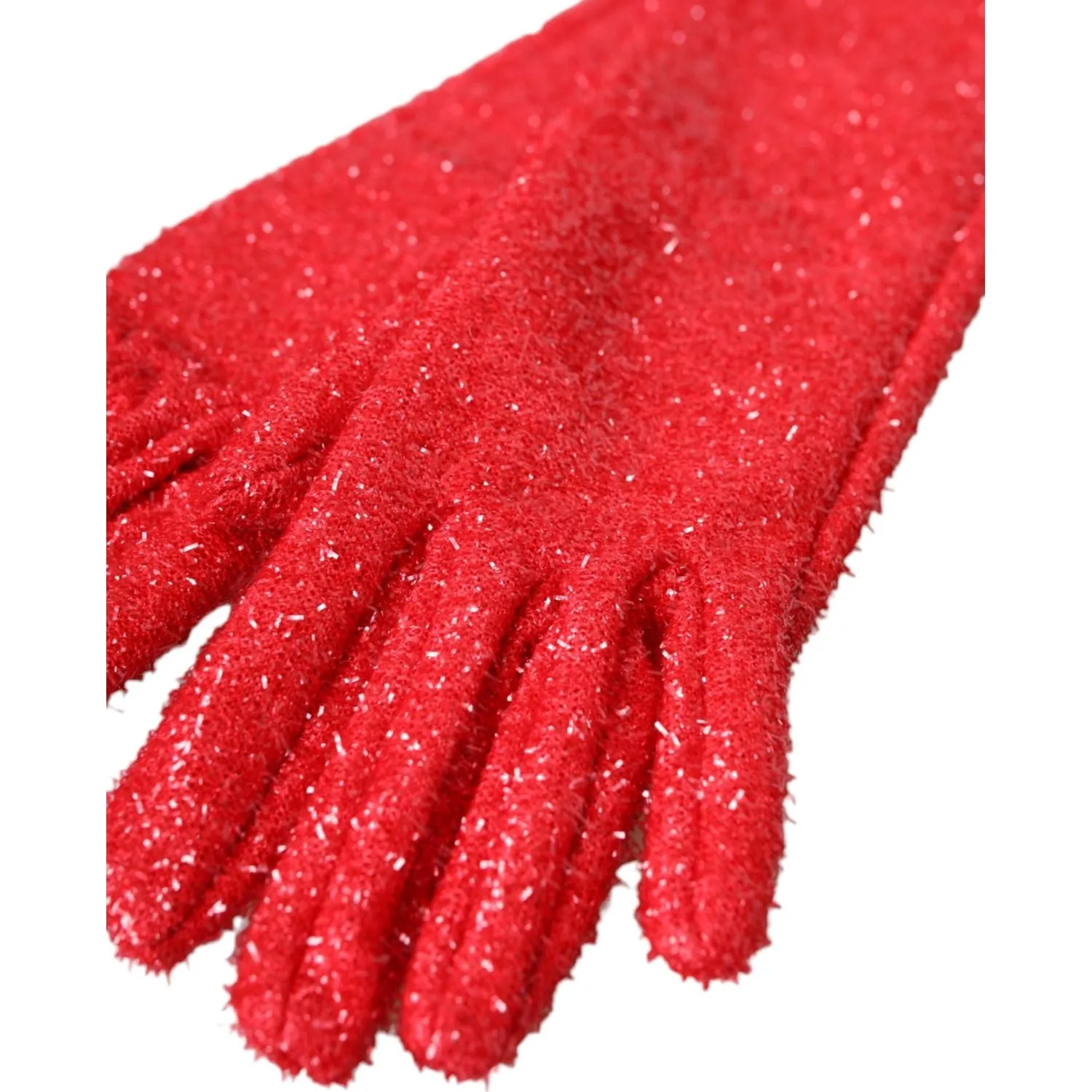 Dolce & Gabbana Red Lurex Fantasia Mid Arm Length Gloves