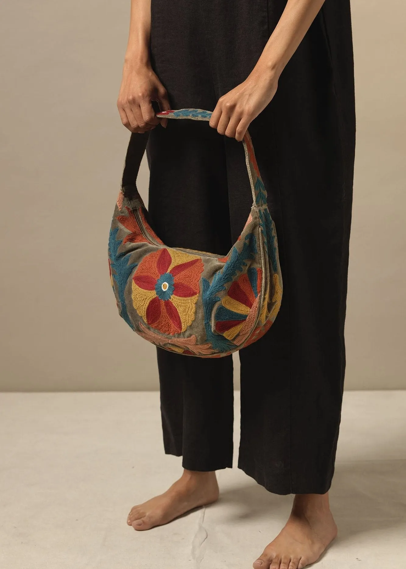 Embroidered Mink Velvet Baguette Bag - One Hundred Stars