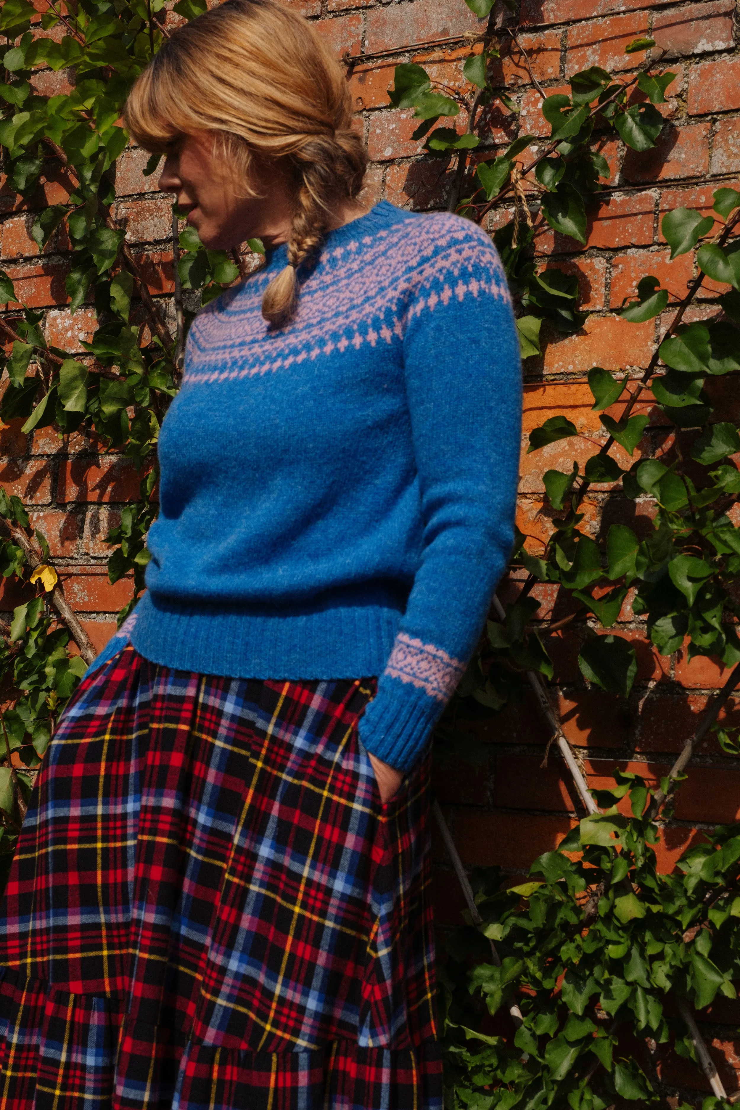 Fairisle Jumper in Blue and Pink