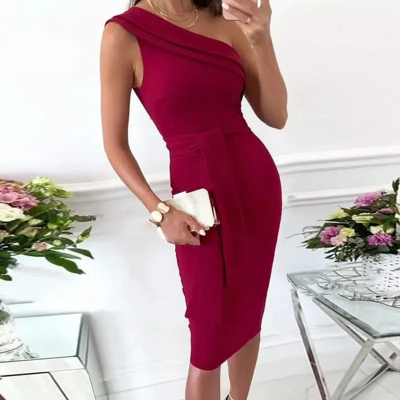 Fashion Pure Color Tight Lace-up Dress