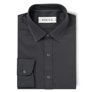 Focul - Slate Gray Line Shirt With Collar Edge Detail