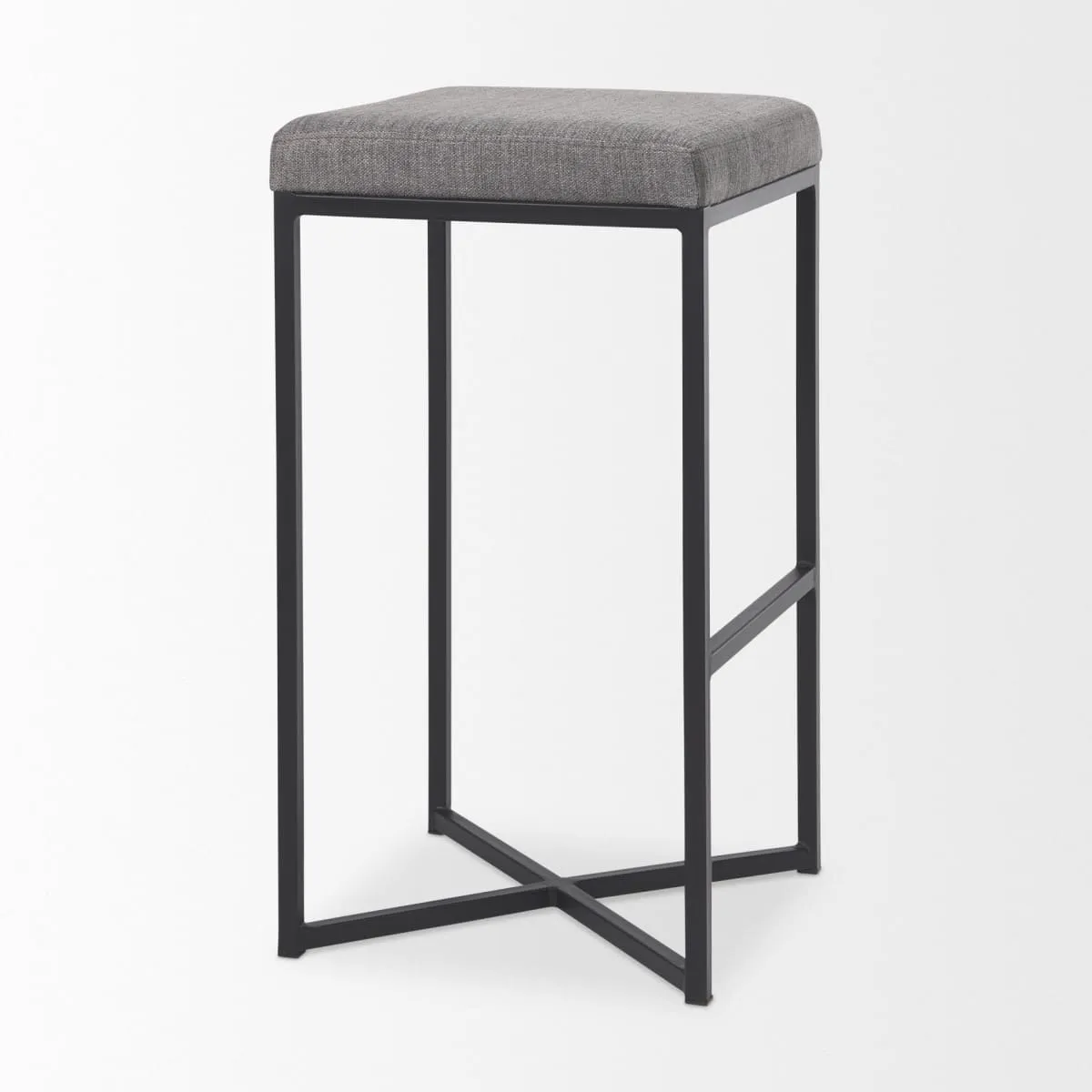 Frodo Bar Counter Stool Gray Fabric | Black Iron | Bar