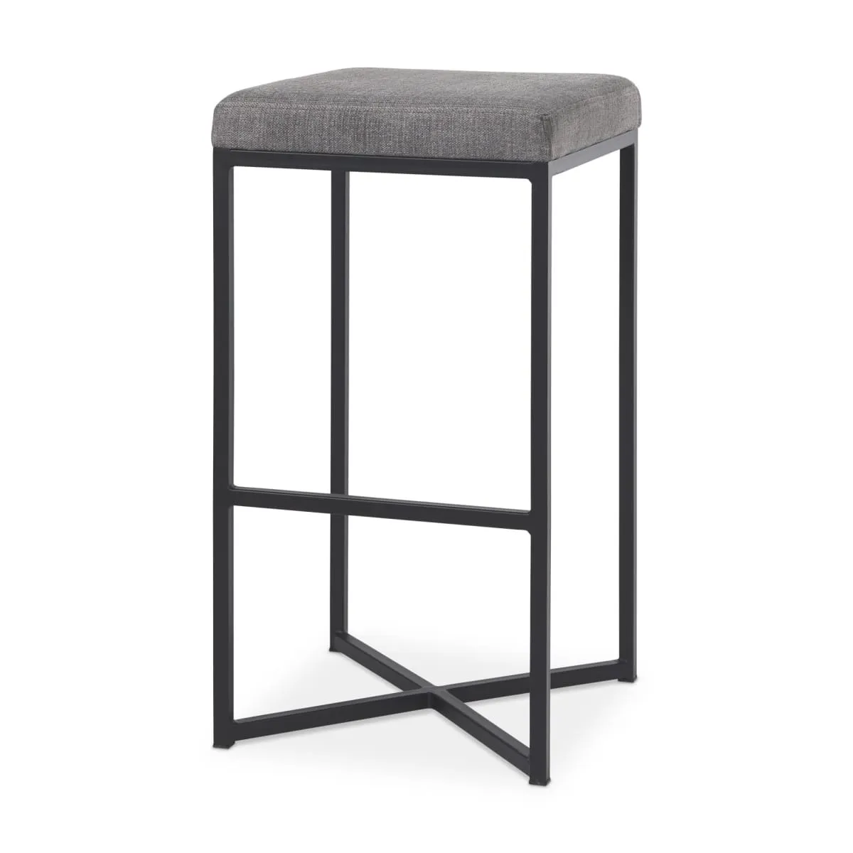 Frodo Bar Counter Stool Gray Fabric | Black Iron | Bar