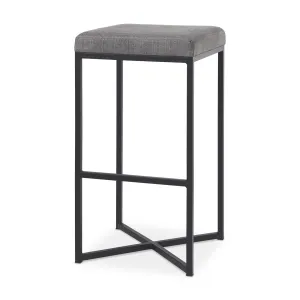 Frodo Bar Counter Stool Gray Fabric | Black Iron | Bar