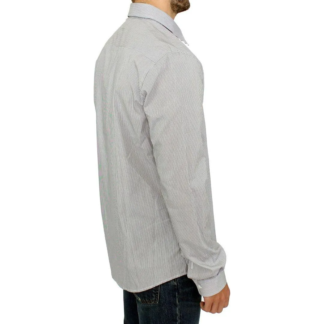 GF Ferre Chic Gray Striped Cotton Casual Shirt