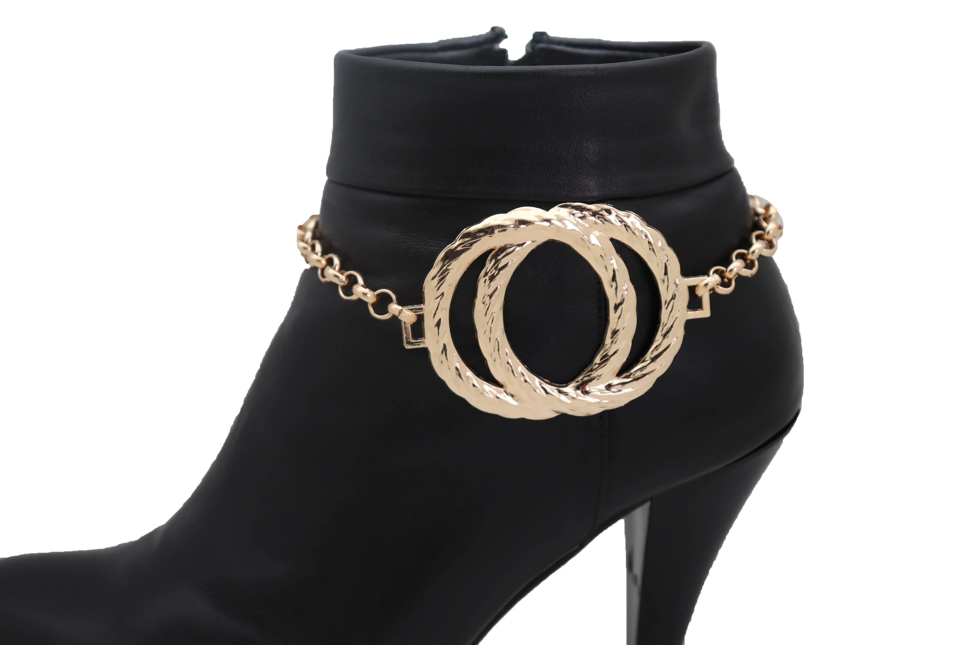 Gold Metal Boot Chain Bracelet Shoe Band Circle Round Charm Jewelry Anklet