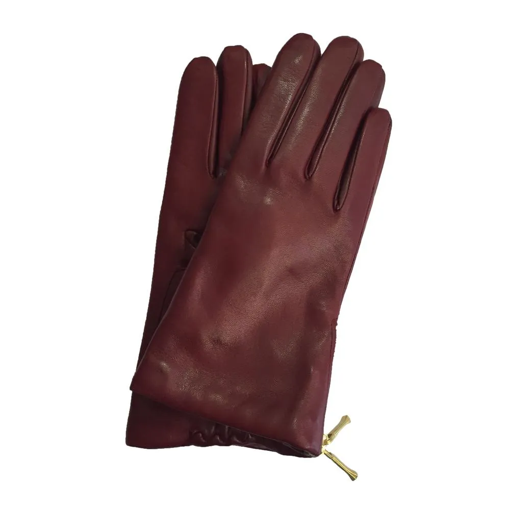 Jacqueline Backzip-Women's Cashmere Lined Leather Gloves with Zip Cuff