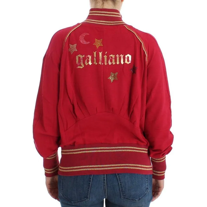 John Galliano Elegant Pink Zip Cardigan with Logo Detailing