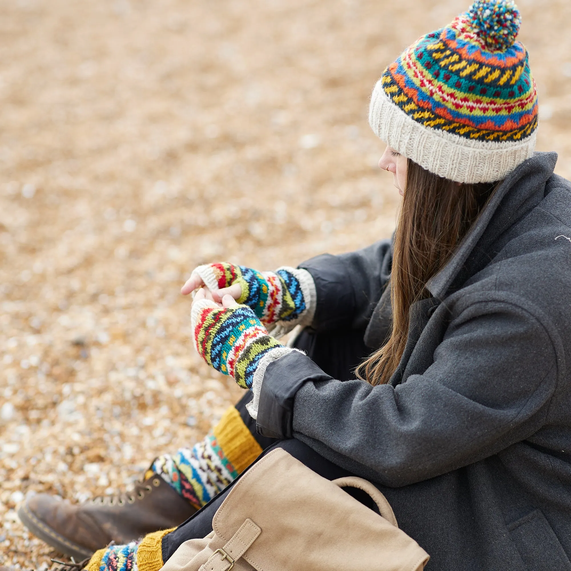 LAMBA Eco Wristwarmer Fingerless Gloves Waste Wool