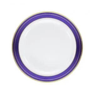 Magnificence - 6.25" Plastic Plates - Blue/Gold - 10 ct. (Case Qty: 120)