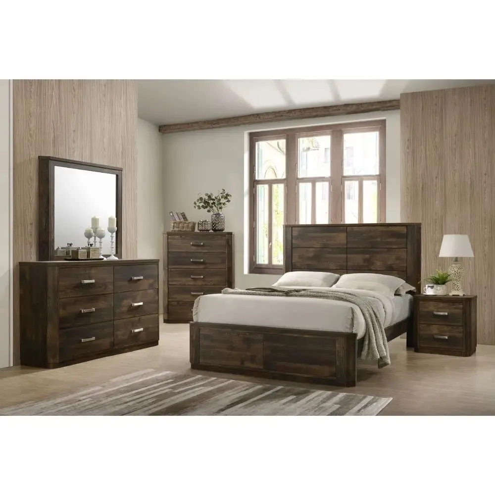 Mira Queen Bed, Rustic Walnut