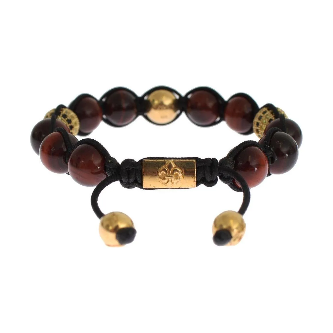 Nialaya Radiant Red Tiger Eye & CZ Gold Bracelet