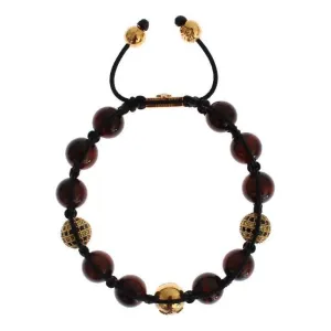 Nialaya Radiant Red Tiger Eye & CZ Gold Bracelet