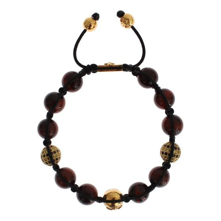 Nialaya Radiant Red Tiger Eye & CZ Gold Bracelet