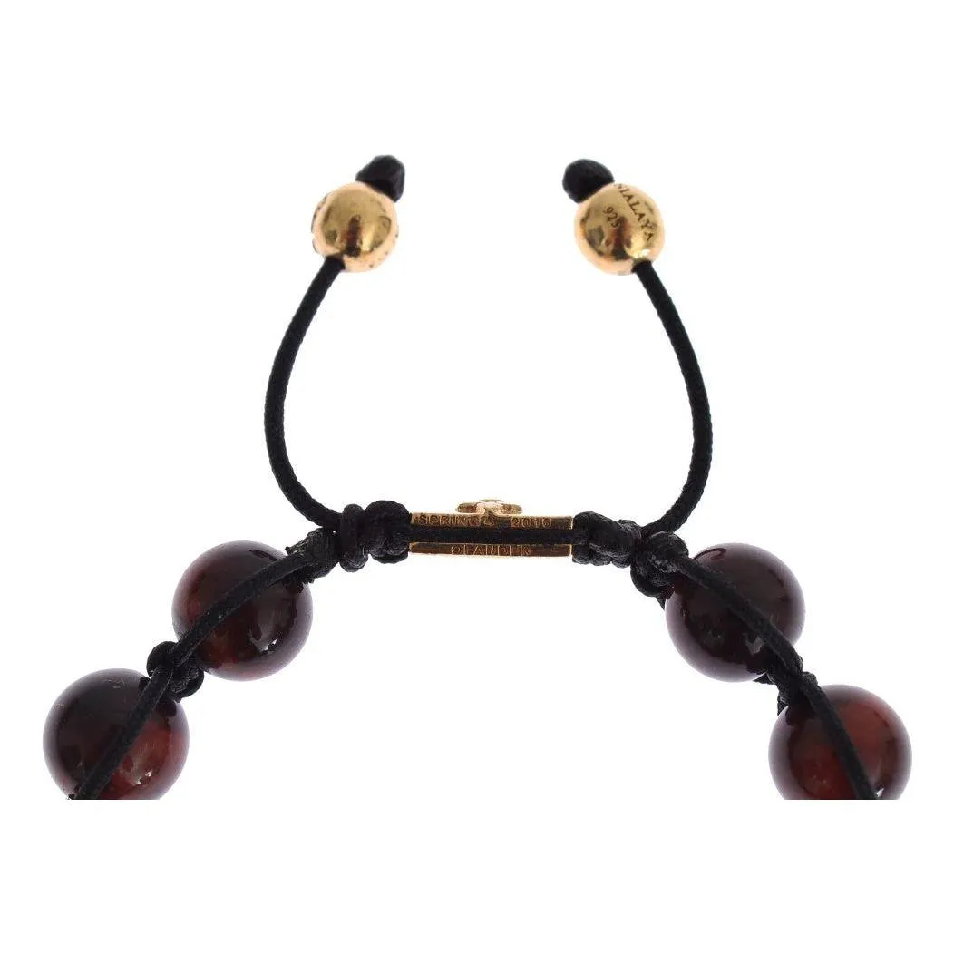 Nialaya Radiant Red Tiger Eye & CZ Gold Bracelet